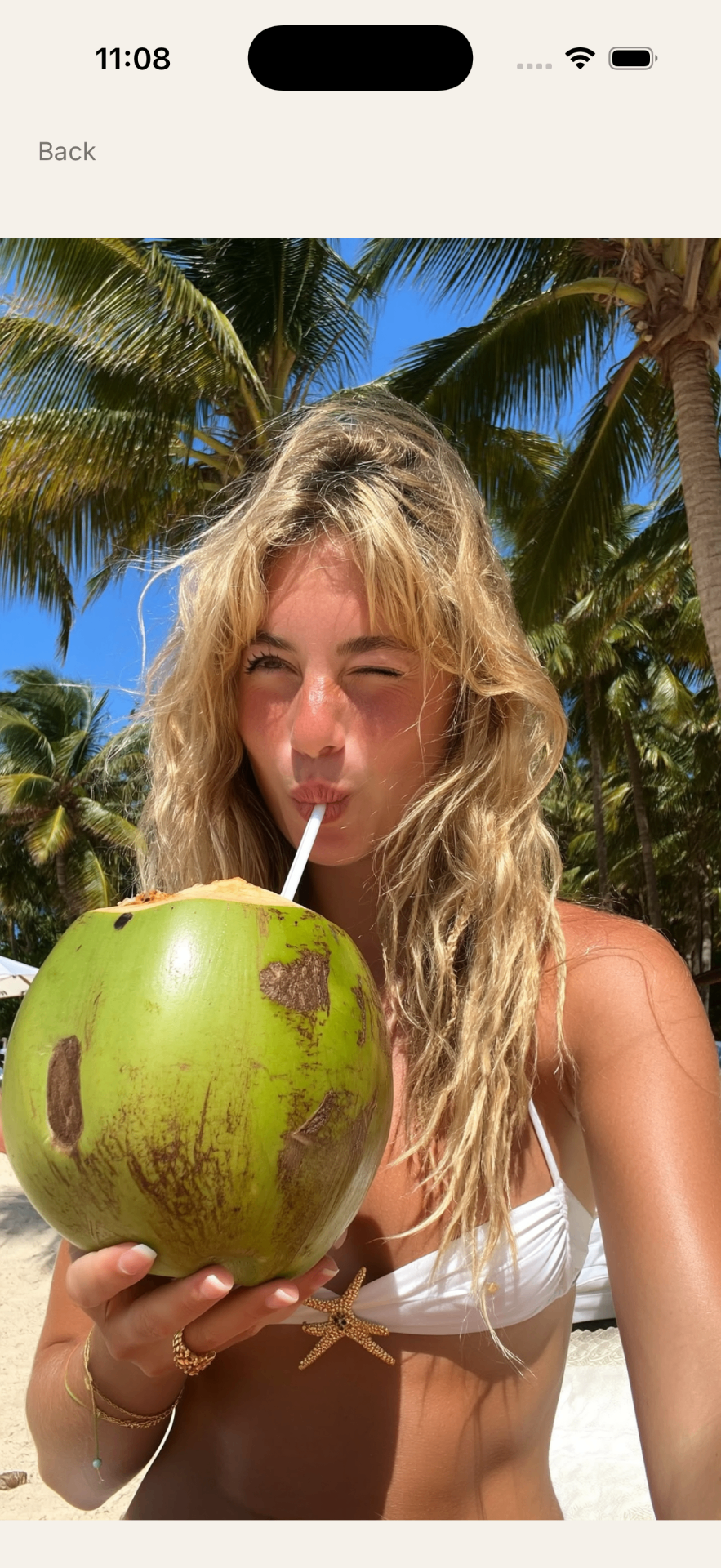 Aestic app showing a generated editorial photo on iPhone