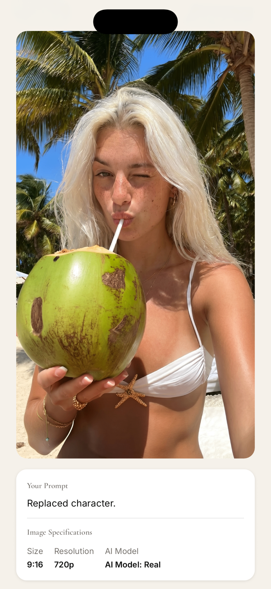 Aestic app sharing a finished photo to Instagram or TikTok